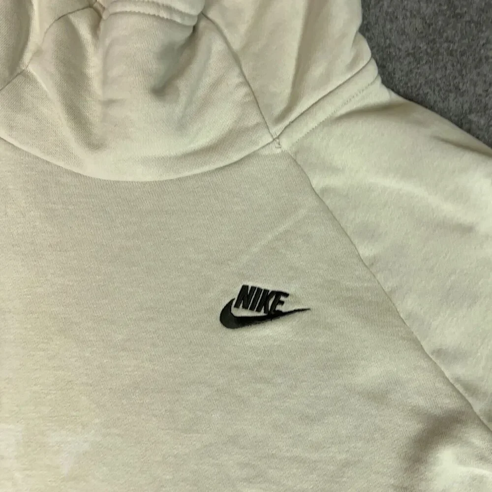 Nike Womens Hoodie Medium Beige Air Logo Sweater Cowl Minimalist Sports Gym‎ Top
